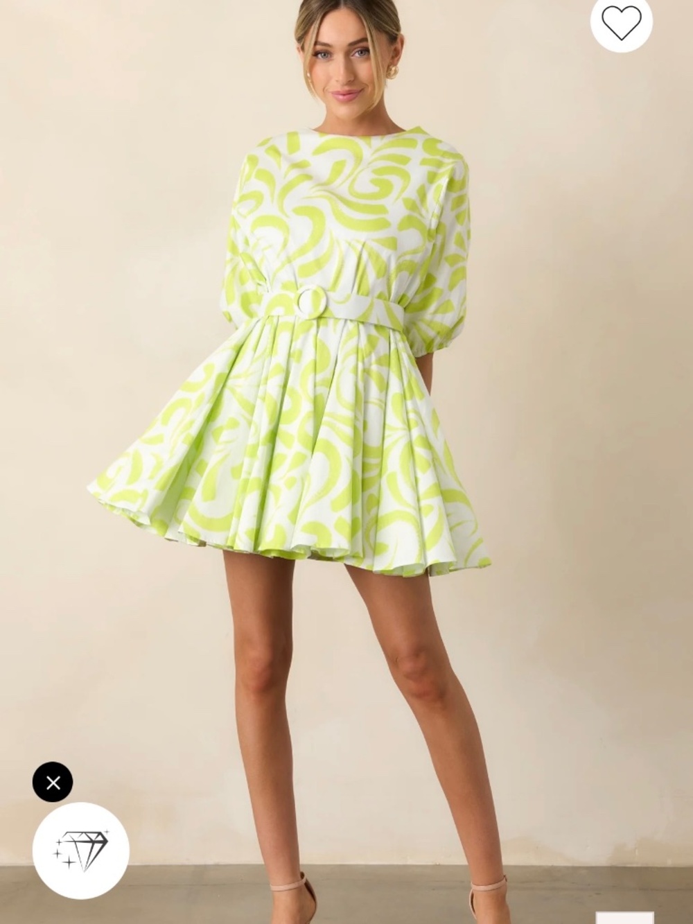 PROSPERINA FALLON MULTI PRINT CHARTREUSE COTTON SWING DRESS